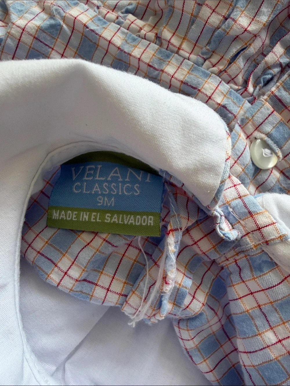 Velani Classics Baby Bubble Romper in Blue Plaid